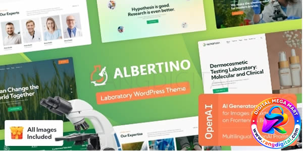 Albertino Theme – Science Laboratory Research & Technology WordPress Theme Free Download