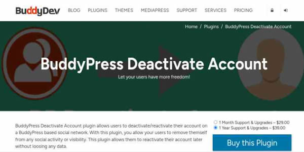 BuddyPress Deactivate Account Free Download