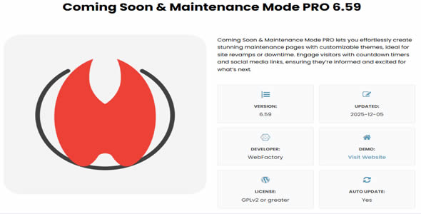 Coming Soon & Maintenance Mode PRO Plugin Free Download v6.59
