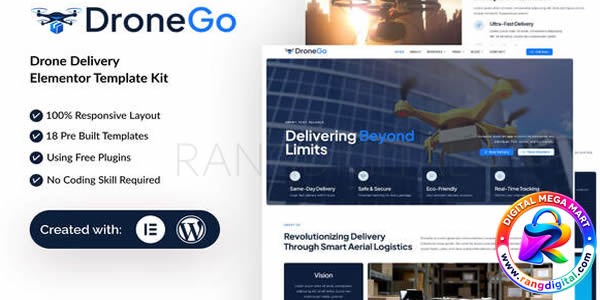 DroneGo - Drone Delivery Elementor Template Kit