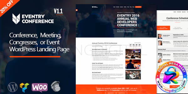 Eventry Theme – Conference Meetup Landing Page WordPress Theme Free Download v1.3.1