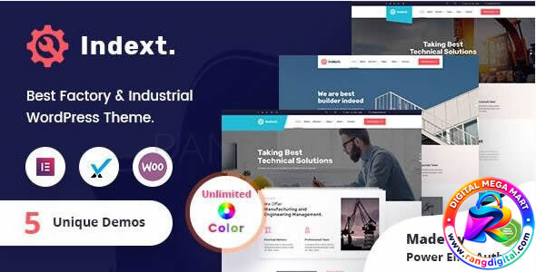 Indext – Industrial Business WordPress Theme + RTL Free Download v2.3