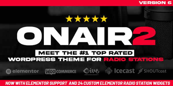 Onair2 Radio Station WordPress Theme With Non-Stop Music Player Free Download v6.0