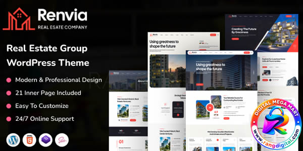 Renvia – Real Estate Group WordPress Theme Free