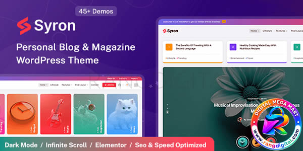Syron Personal Blog & Magazine WordPress Theme Free Download v1.9