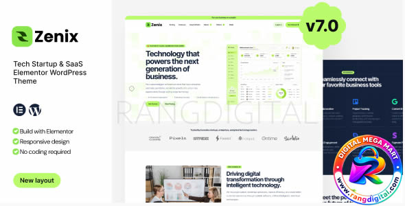 Zenix – Tech Startup & SaaS Elementor WordPress Theme Free Download v6.2